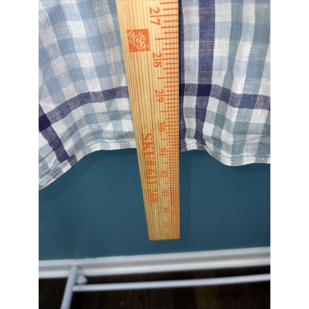 Canterbury New Zealand Button-Up Linen Shirt Mens L Blue Plaid Check Flip Cuff - Picture 7 of 8
